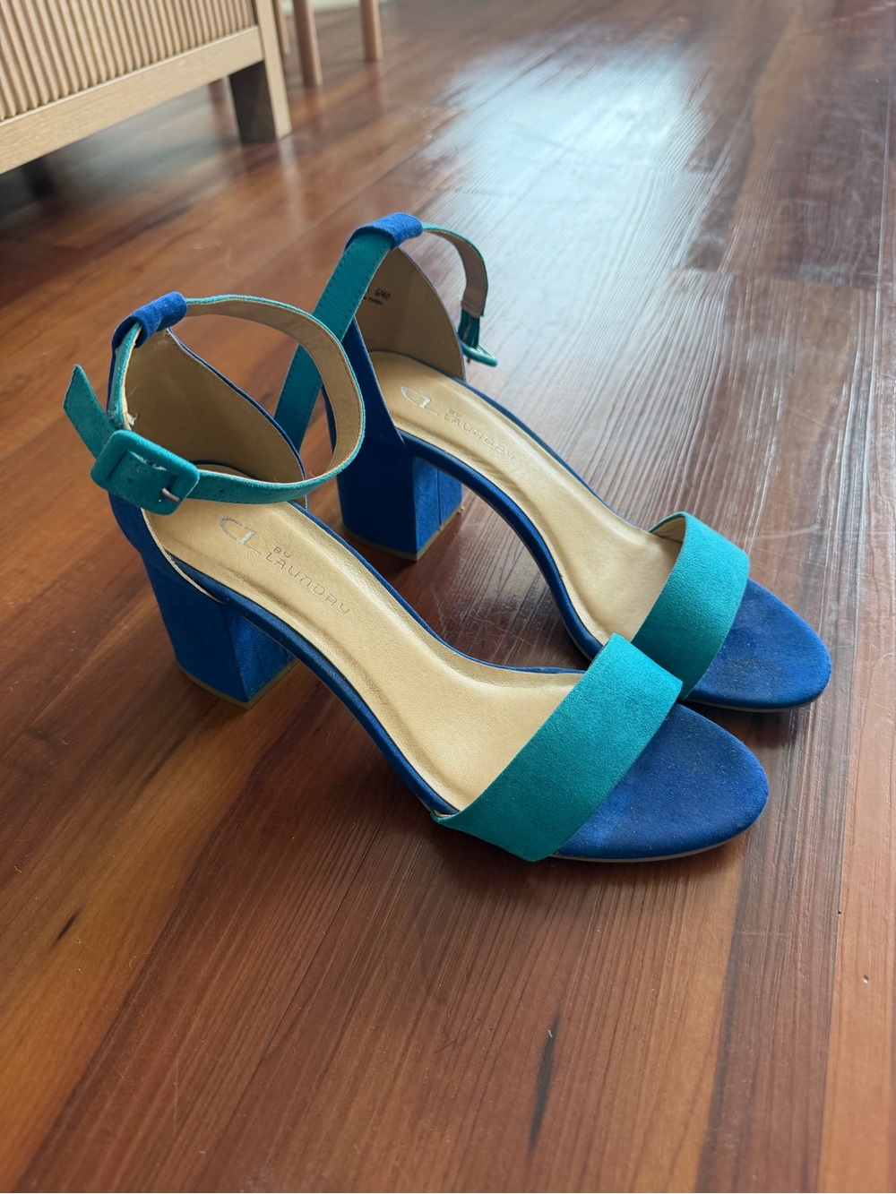 CL by Laundry Teal and Blue Block Heels